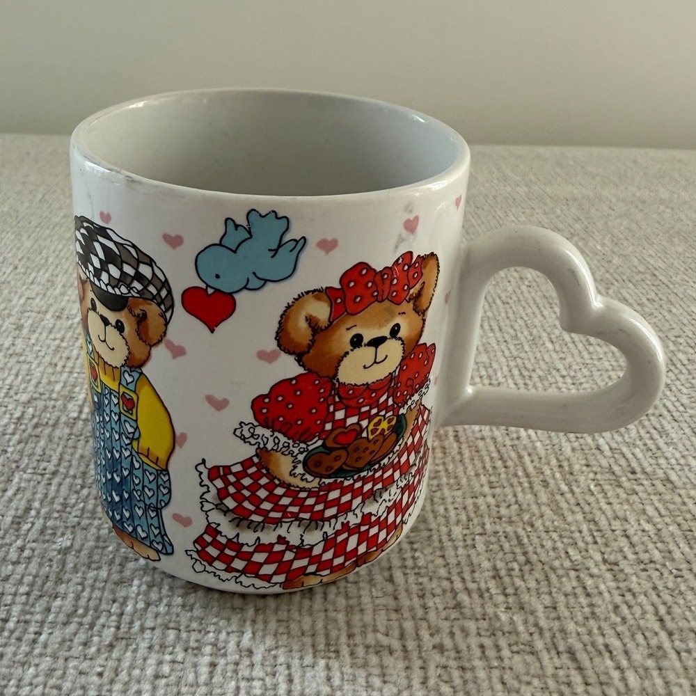 Vtg 1985 Enesco Lucy & Me Teddy Bears Valentines Love Hearts Coffee Tea Mug